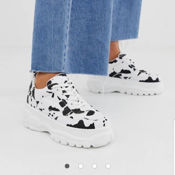 cow print lace up sneakers